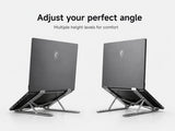 Adjustable laptop stand showing multiple height levels for improved viewing angles